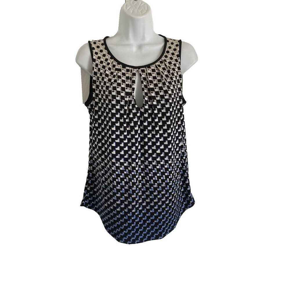 White House Black Market Sleeveless Nora Print Blouse Small Geometric Career NWT